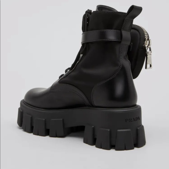 Prada combat leather boots with pouch - Picture 2 of 6